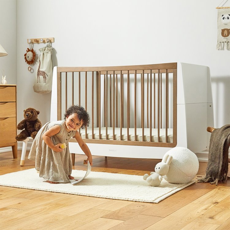 SnuzKot Skandi Cot Bed - Walnut - Lifestyle - The Baby Service