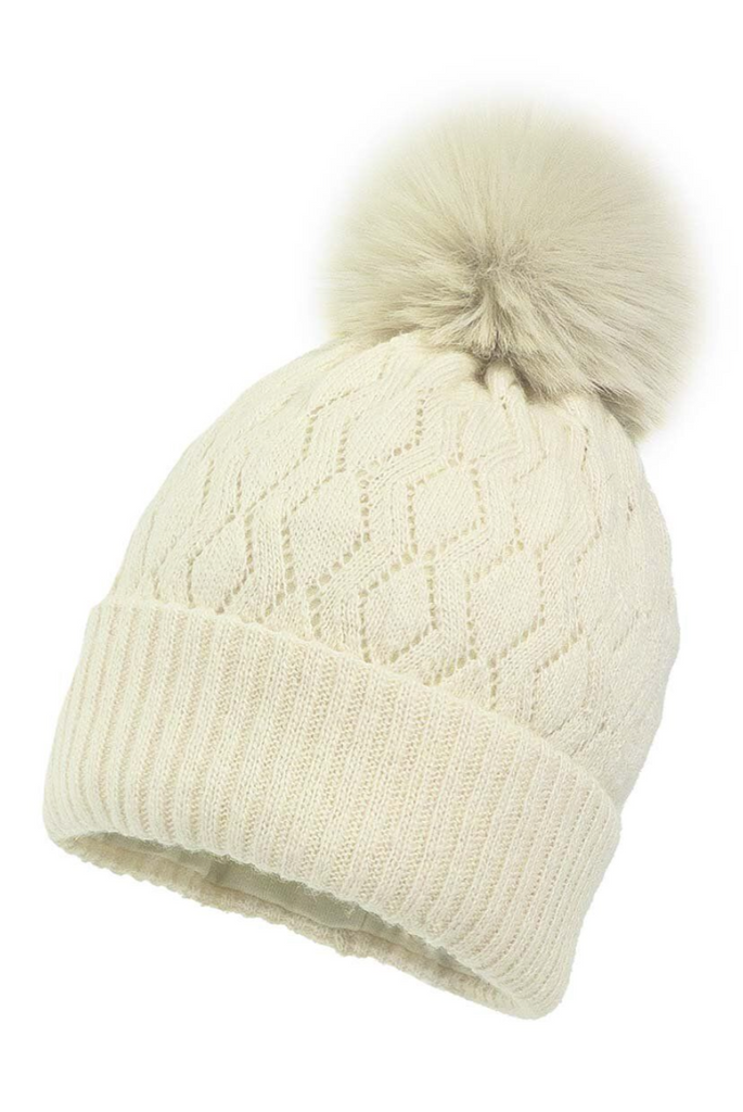 Jamiks - Baby Ivory Knitted Pom-Pom Hat - The Baby Service