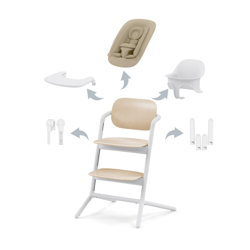 CYBEX LEMO 4-in-1 Highchair Set - Sand White - Bouncer Set - The Baby Service
