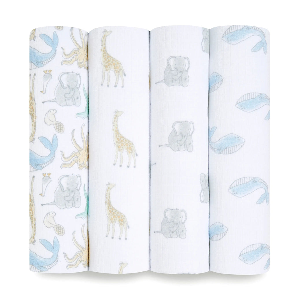 Aden + Anais Essentials Classic Swaddle Blankets - Natural History - 4 Pack - The Baby Service