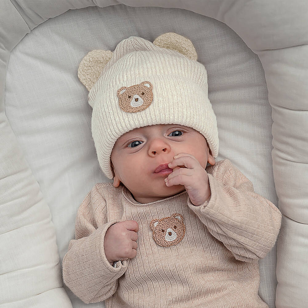 Jamiks - Ivory Wool-Knit Teddy Bear Baby Hat - Lifestyle - The Baby Service