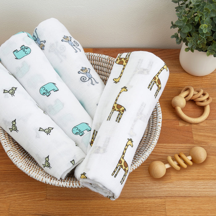 Aden + Anais Jungle Jam Swaddles 4 Pack - The Baby Service