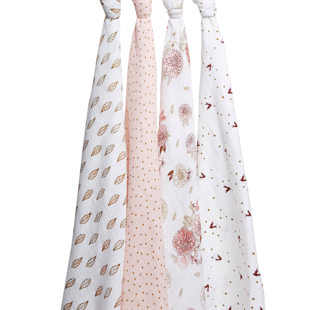 Aden + Anais Dahlias Swaddles 4 Pack - Girls Gift Ideas - The Baby Service