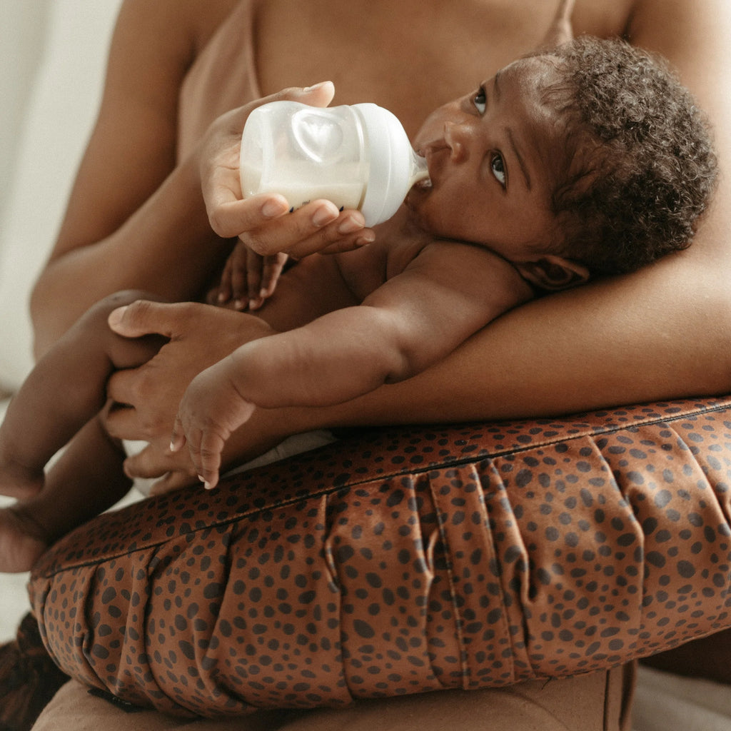 DockATot La Maman Wedge Nursing Pillow - Bronzed Cheetah - Lifestyle - The Baby Service