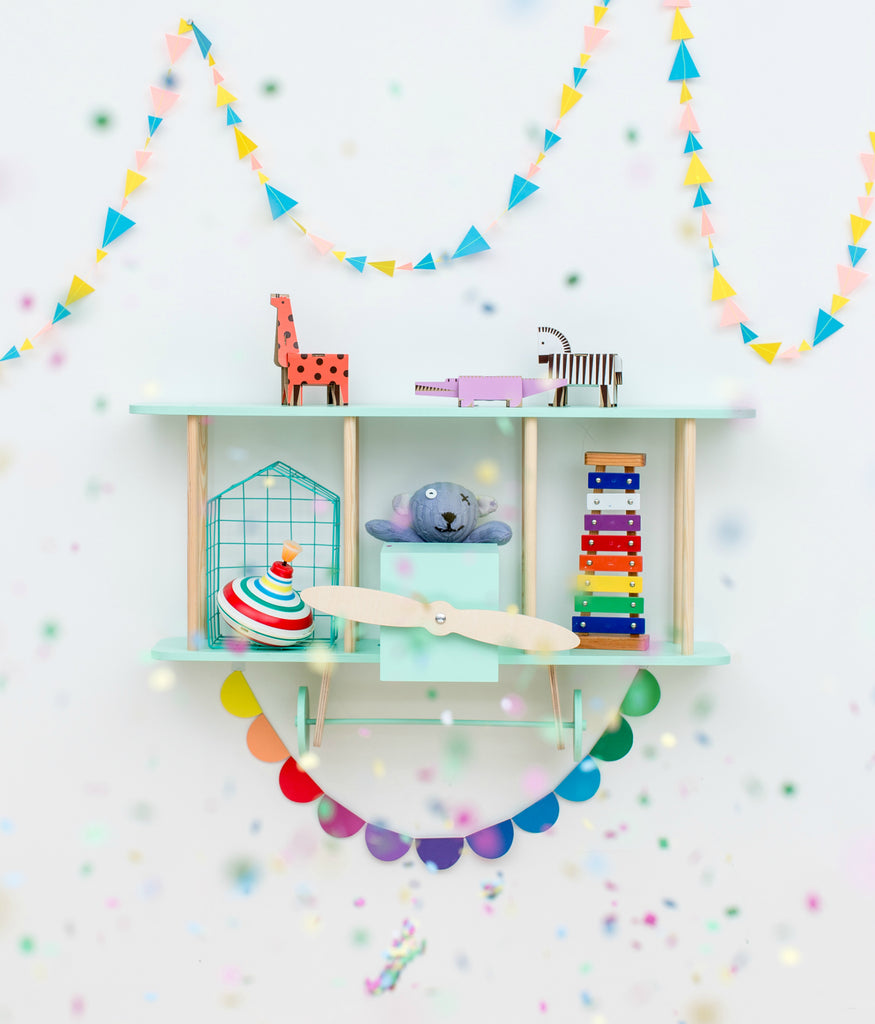 Bi-Plane Dashy Shelf - Mint Green  - The Baby Service - Playroom Ideas