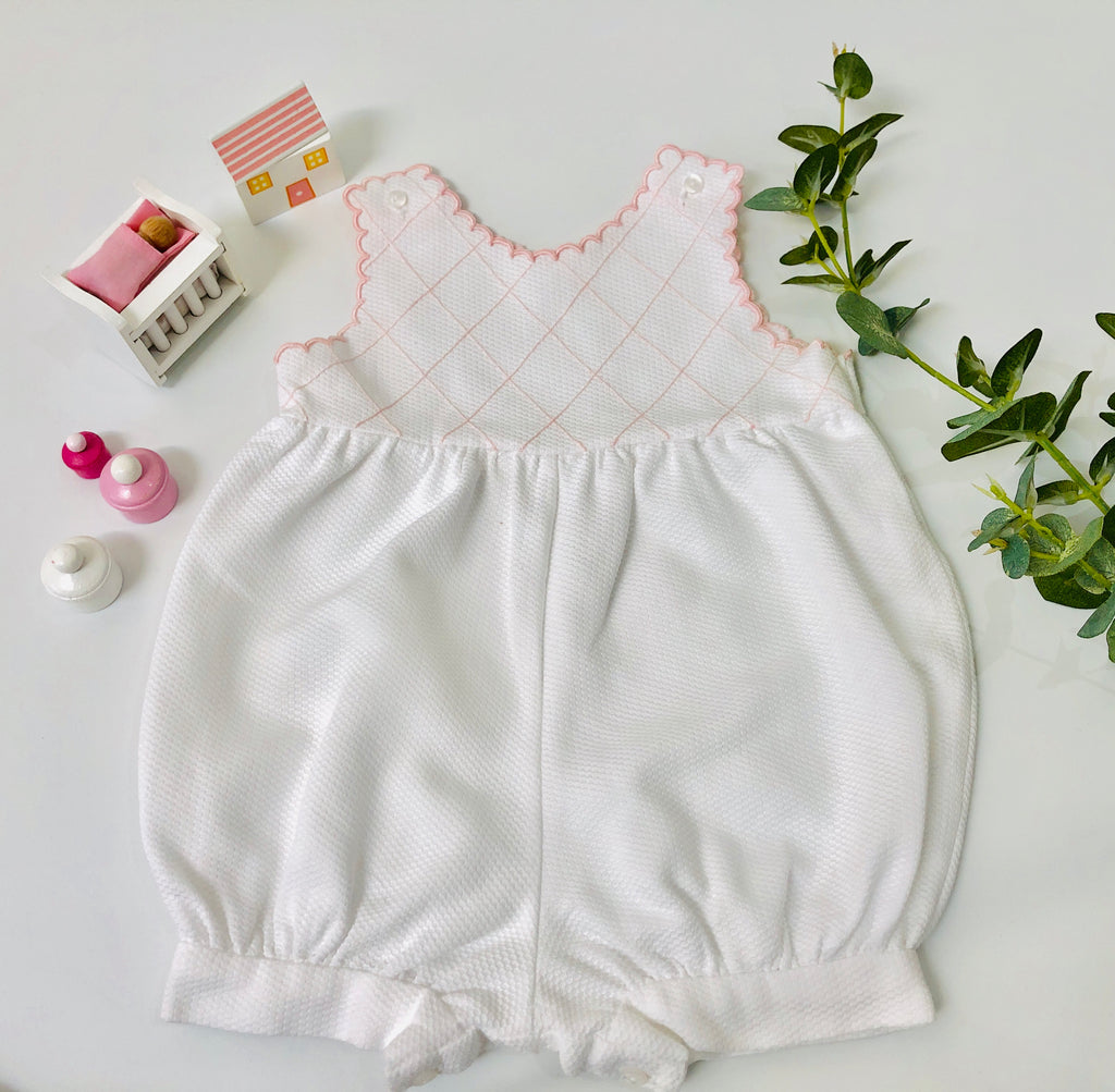 Piaro Baby Hand Embroidered Pink Bubble Romper Luxury New Born Traditional Clothing