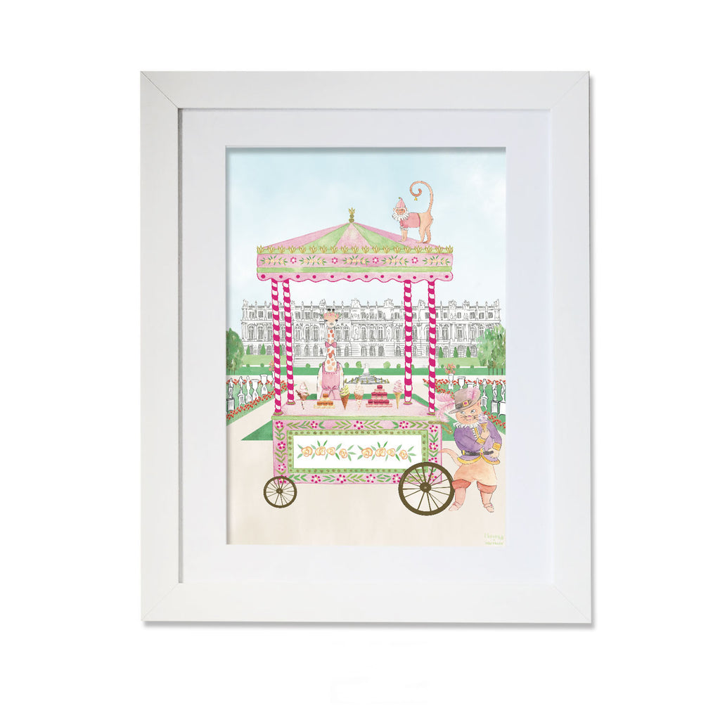Animal Ice Cream Stand in The Palace of Versailles Pink Print - Nursery Artwork - The Baby Service