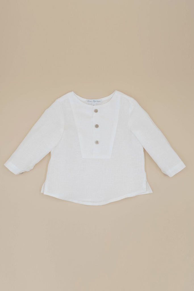 Fina Ejerique - White Linen Shirt & Natural  Linen Shorts Set - Luxury Kids Clothing - The Baby Service