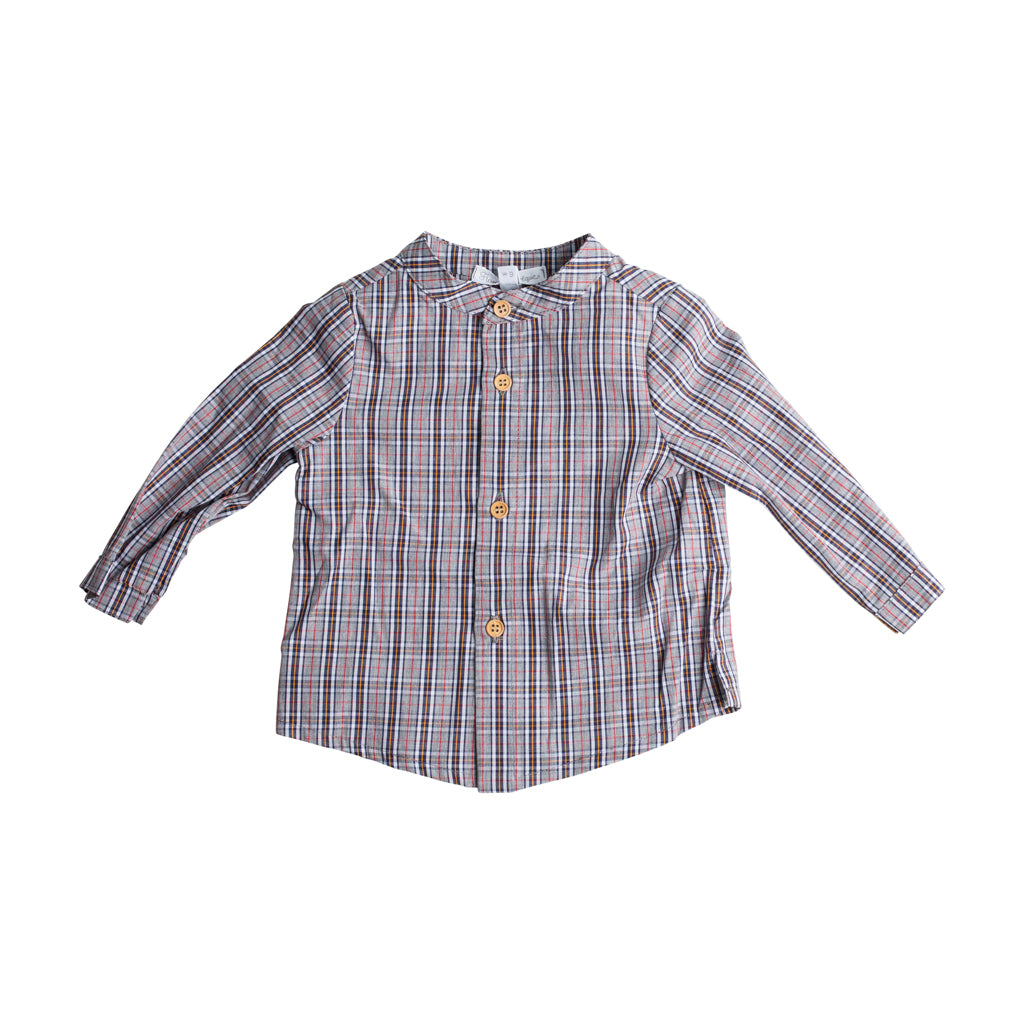 Boys Collarless Cotton Plaid Shirt | Boys Clothing | The Baby Service
