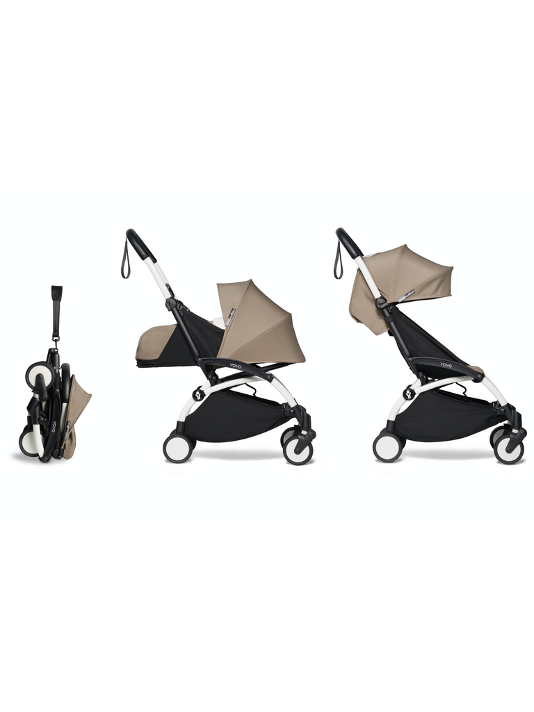BABYZEN YOYO² Complete Stroller - Taupe - White Frame - The Baby Service