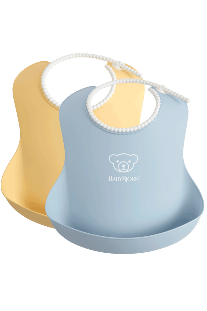 BabyBjorn Small Bib 2 Pack - Yellow & Powder Blue - Newborn Baby Gift Ideas - The Baby Service