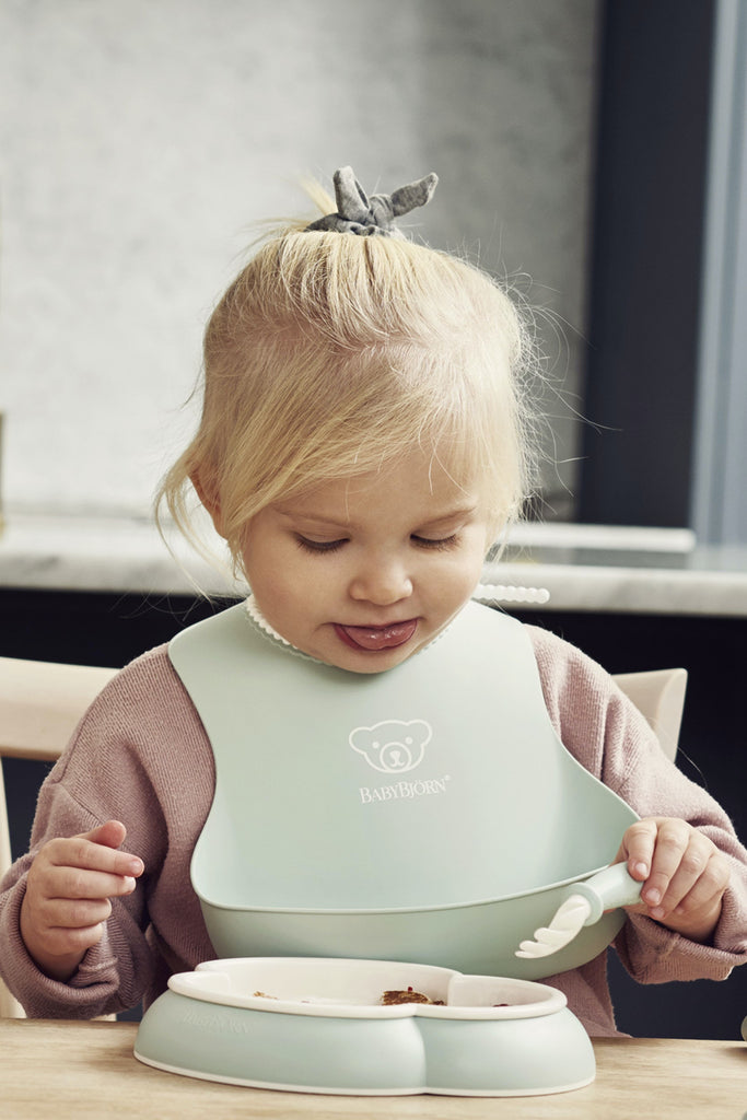 BabyBjorn Small Bib 2 Pack - Green & Powder Pink - Gift Ideas - The Baby Service