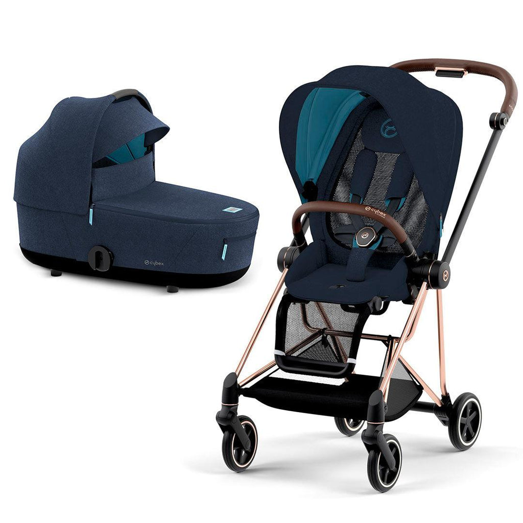 CYBEX MIOS Pushchair - Midnight Blue - Stroller - The Baby Service - Rose Gold - Lux Cot