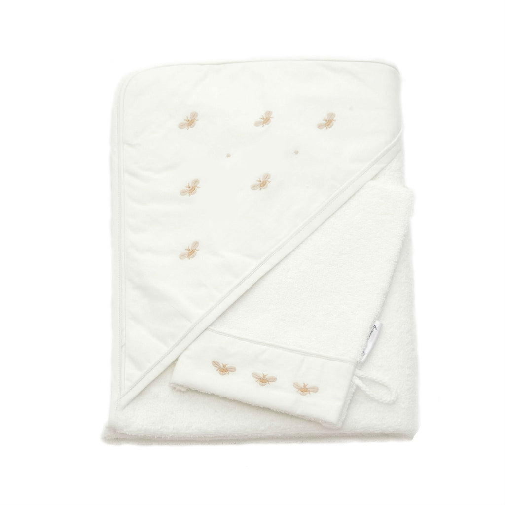 Gordonsbury Hooded Towel & Bath Mitt Set Beige Bee