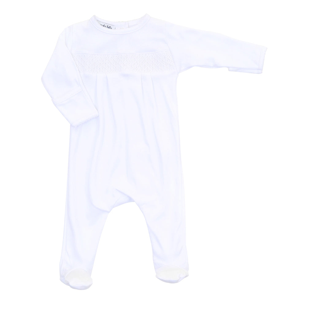 Magnolia Baby - Solid Essentials White Smocked Footie - The Baby Service