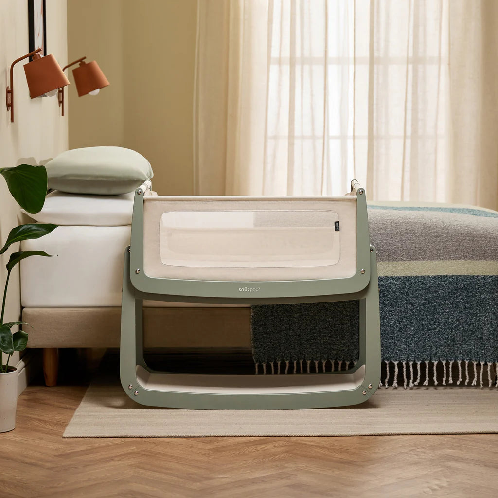 SnuzPod 5 Bedside Crib - Sage - The Baby Service - Lifestyle