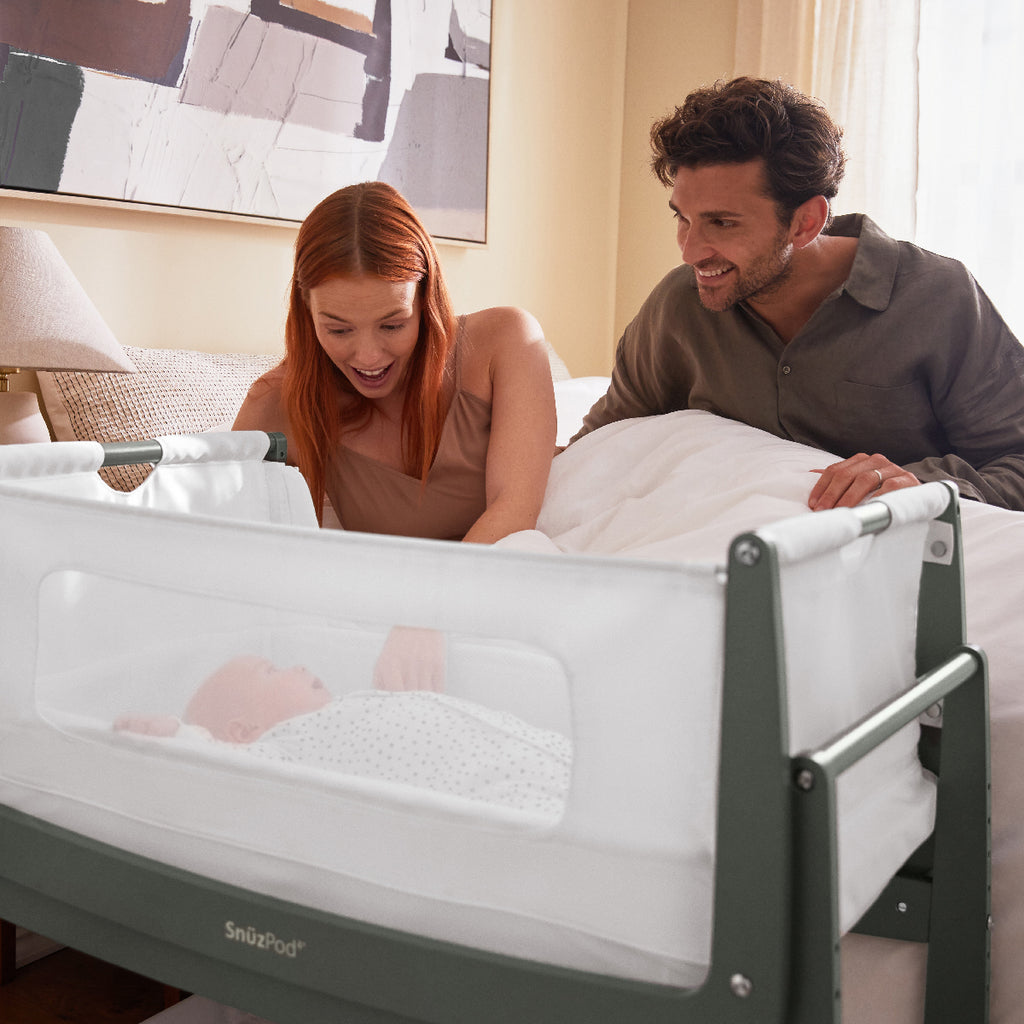 SnuzPod4 Bedside Crib - Sage - Chobham - Surrey - The Baby Service