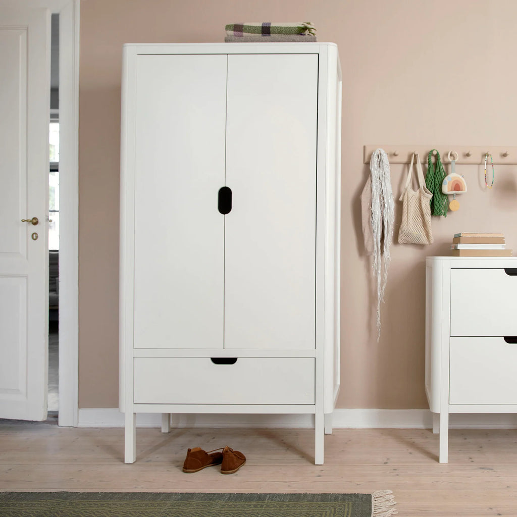 Sebra Wardrobe with Double Doors – Classic White - In Room - The Baby Service