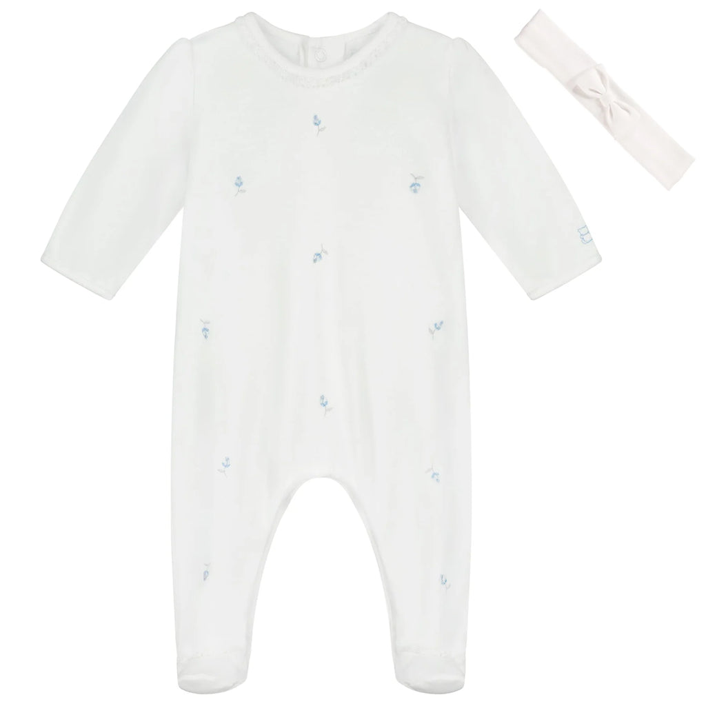 Emile et Rose - Demi White Baby Girls Babygrow & Hairband - The Baby Service
