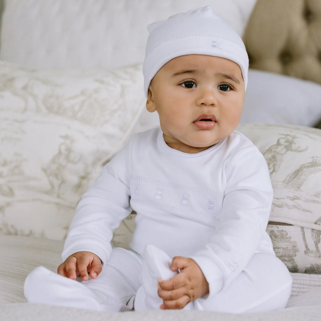 Emile et Rose - Heath White Unisex Babygrow and Hat - The Baby Service