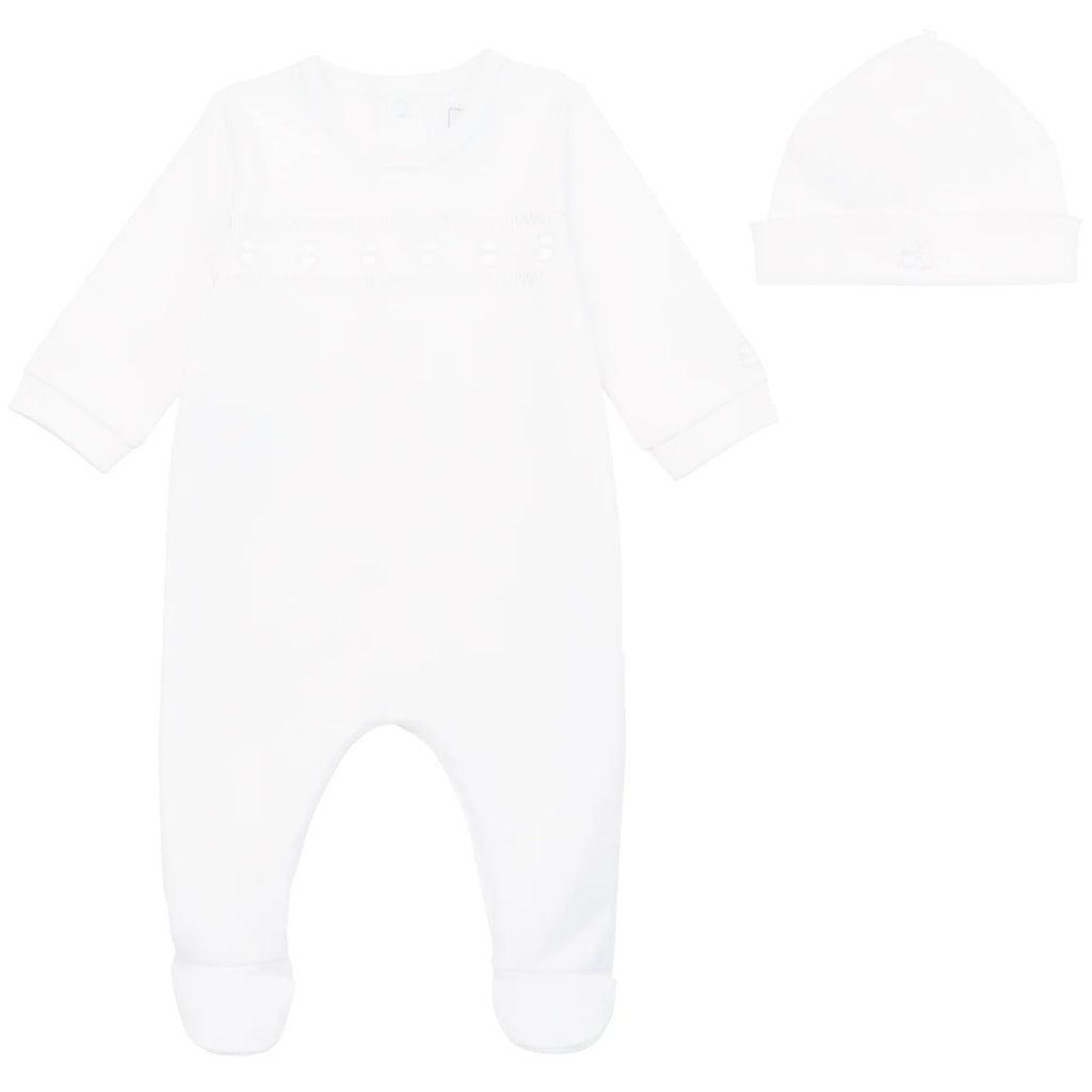 Emile et Rose - Heath White Unisex Babygrow and Hat - The Baby Service