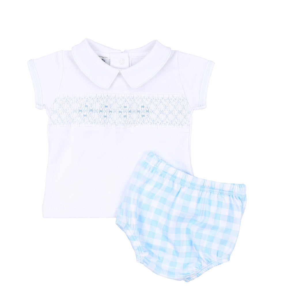 Magnolia Baby - Baby Checks Smocked Collar Diaper Cover Set - The Baby Service