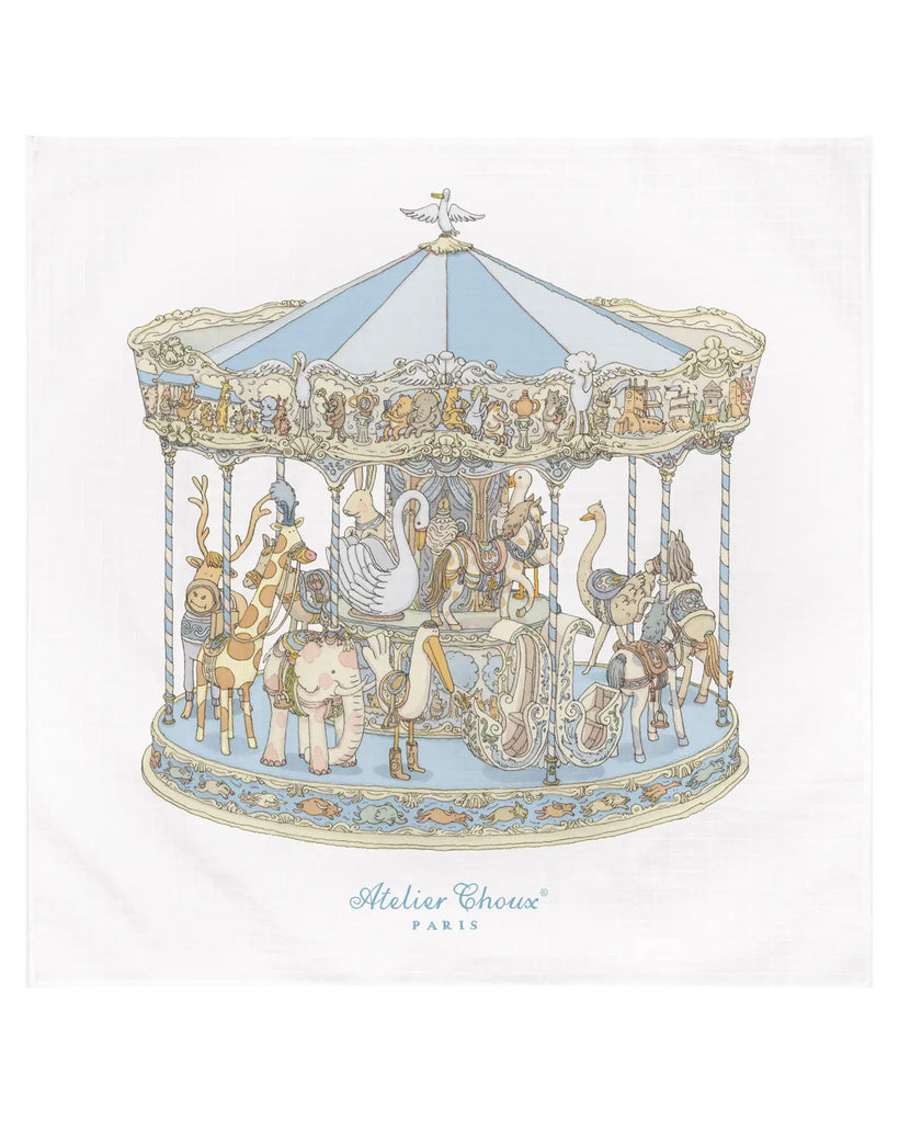 Atelier Choux - Organic Swaddle - Carousel Blue - The Baby Service