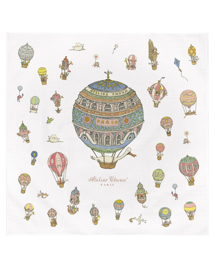 Atelier Choux - Organic Swaddle - Hot Air Balloons - The Baby Service