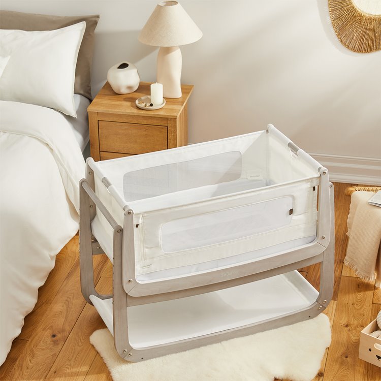 SnuzPod4 Bedside Crib The Natural Edit - Silver Birch - Bedroom Setting - The Baby Service
