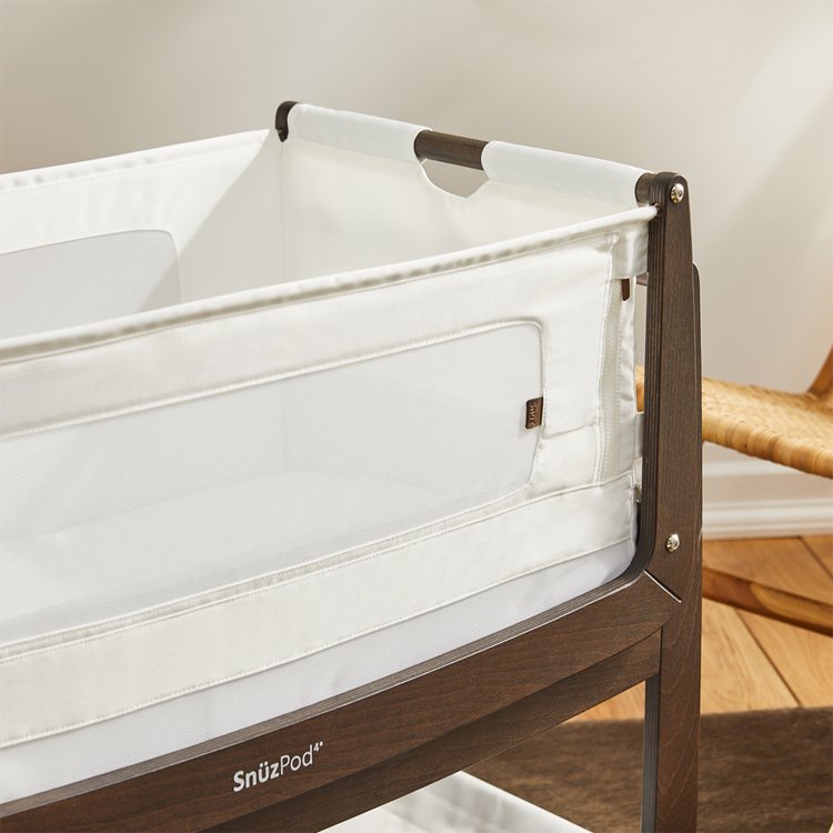 SnuzPod4 Bedside Crib The Natural Edit - Ebony - Close Up - The Baby Service