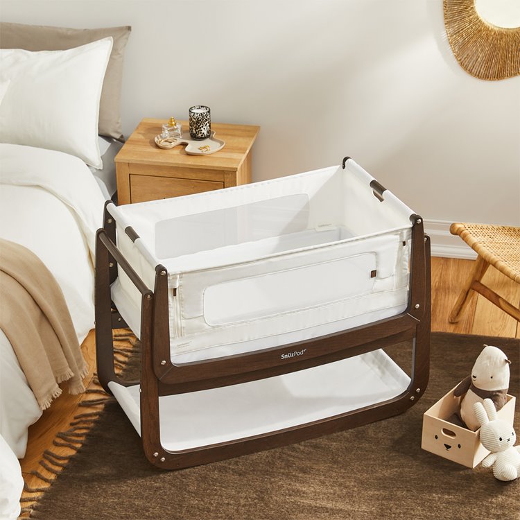 SnuzPod4 Bedside Crib The Natural Edit - Ebony - Lifestyle - The Baby Service