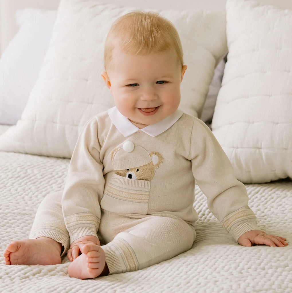 Emile et Rose - Hudson Stone Knit Teddy Outfit and Hat - The Baby Service - Lifestyle