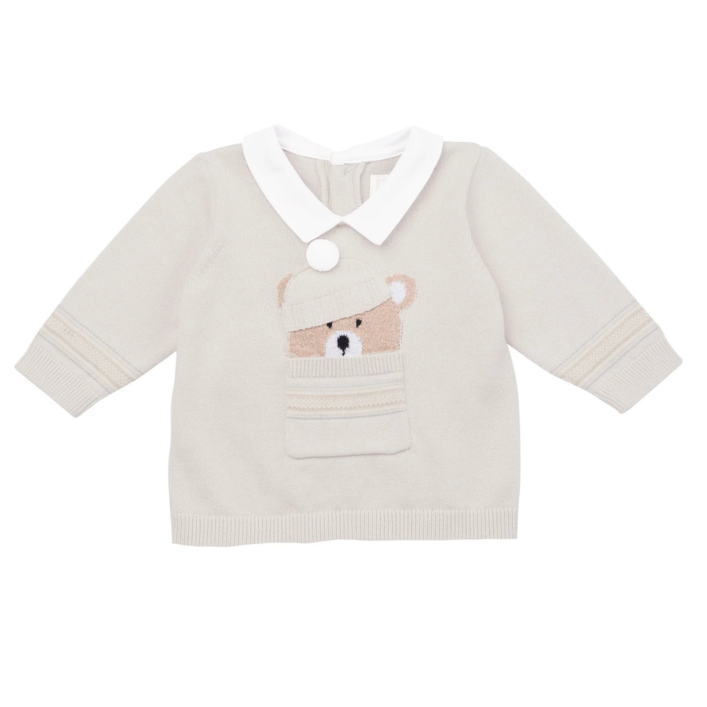 Emile et Rose - Hudson Stone Knit Teddy Outfit and Hat - The Baby Service - Luxury Clothing