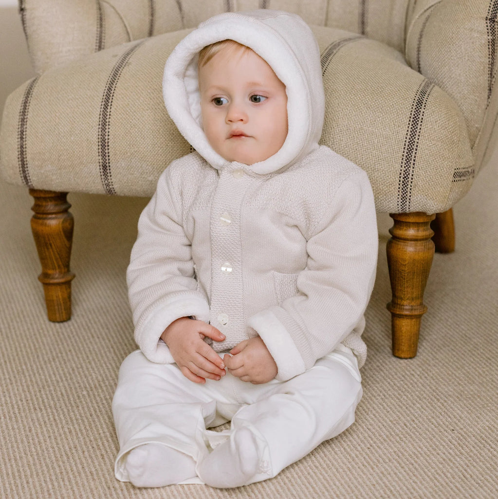 Emile et Rose - Holland Stone PomPom Hooded Knit Jacket - The Baby Service - Lifestyle