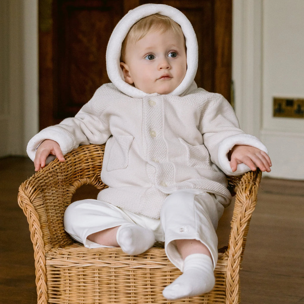 Emile et Rose - Holland Stone PomPom Hooded Knit Jacket - The Baby Service - Lifestyle