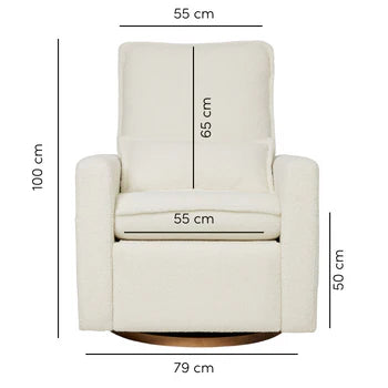 iL Tutto - Frankie Electric Recliner Glider Nursery Chair in Coconut Teddy - The Baby Service - Measurements