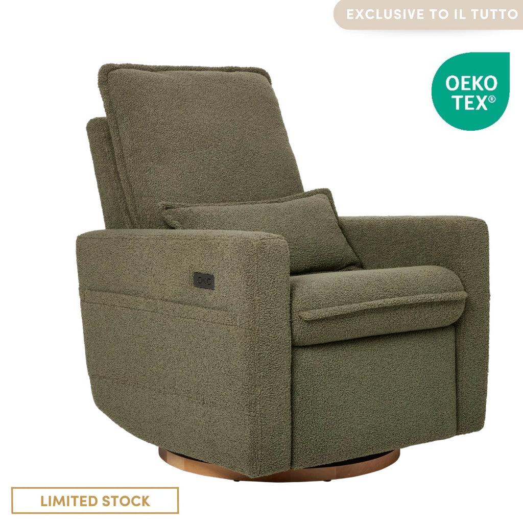 Frankie Electric Recliner Glider Nursery Chair in Olive Teddy - The Baby Service - 