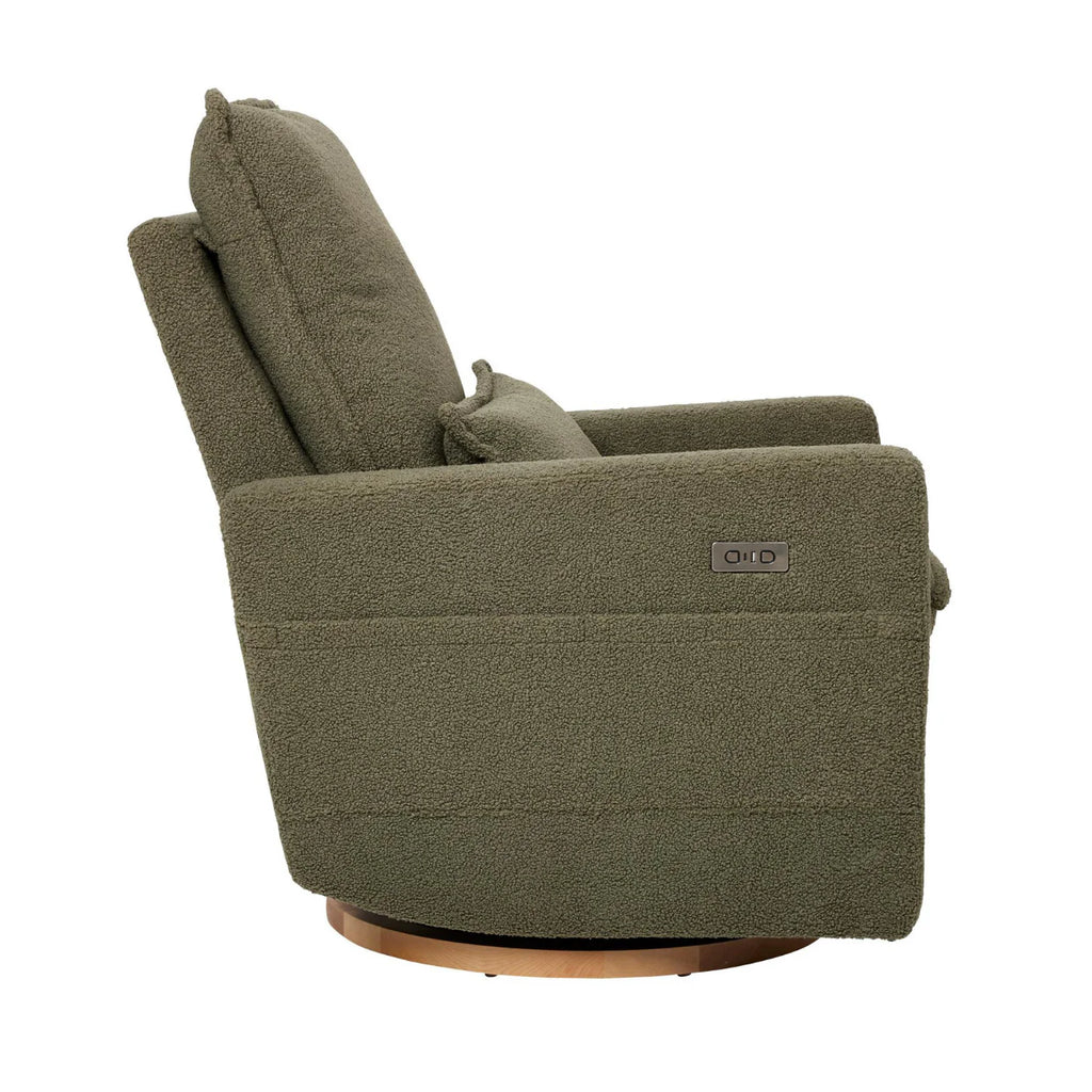 Frankie Electric Recliner Glider Nursery Chair in Olive Teddy - The Baby Service - Side