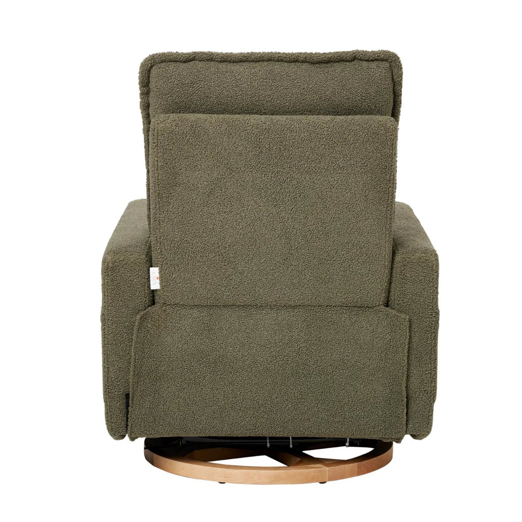 Frankie Electric Recliner Glider Nursery Chair in Olive Teddy - The Baby Service - Back