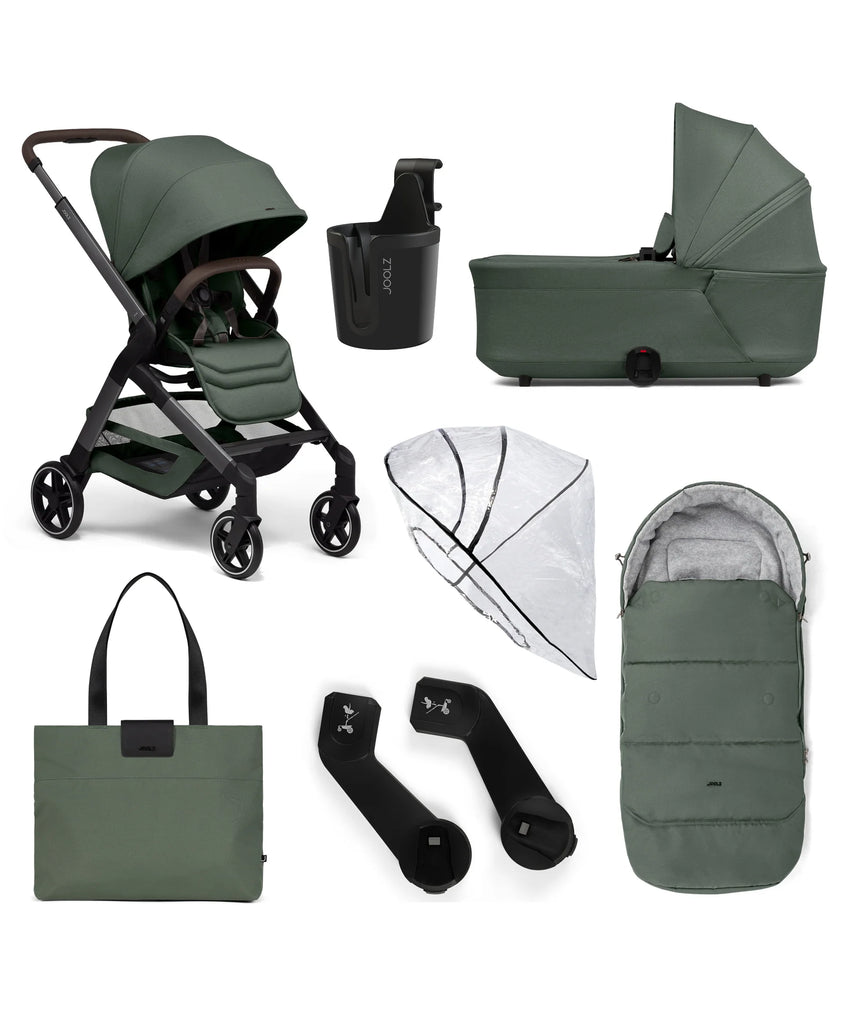 Joolz Hub2 Pushchair + Carry Cot 6 Piece Bundle - Forest Green - The Baby Service