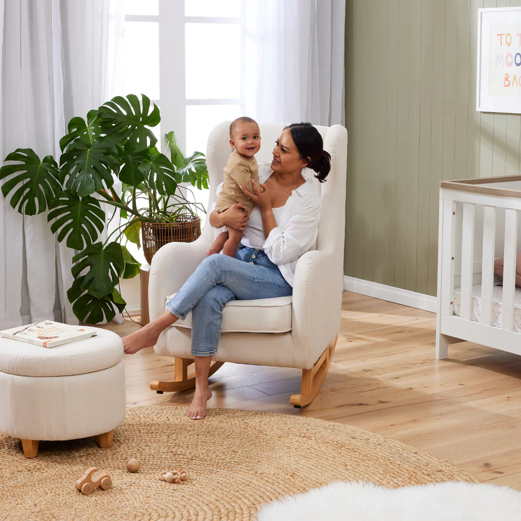 iL Tutto - Olivia Rocking Nursery Chair & Footstool in Oat - Lifestyle - The Baby Service