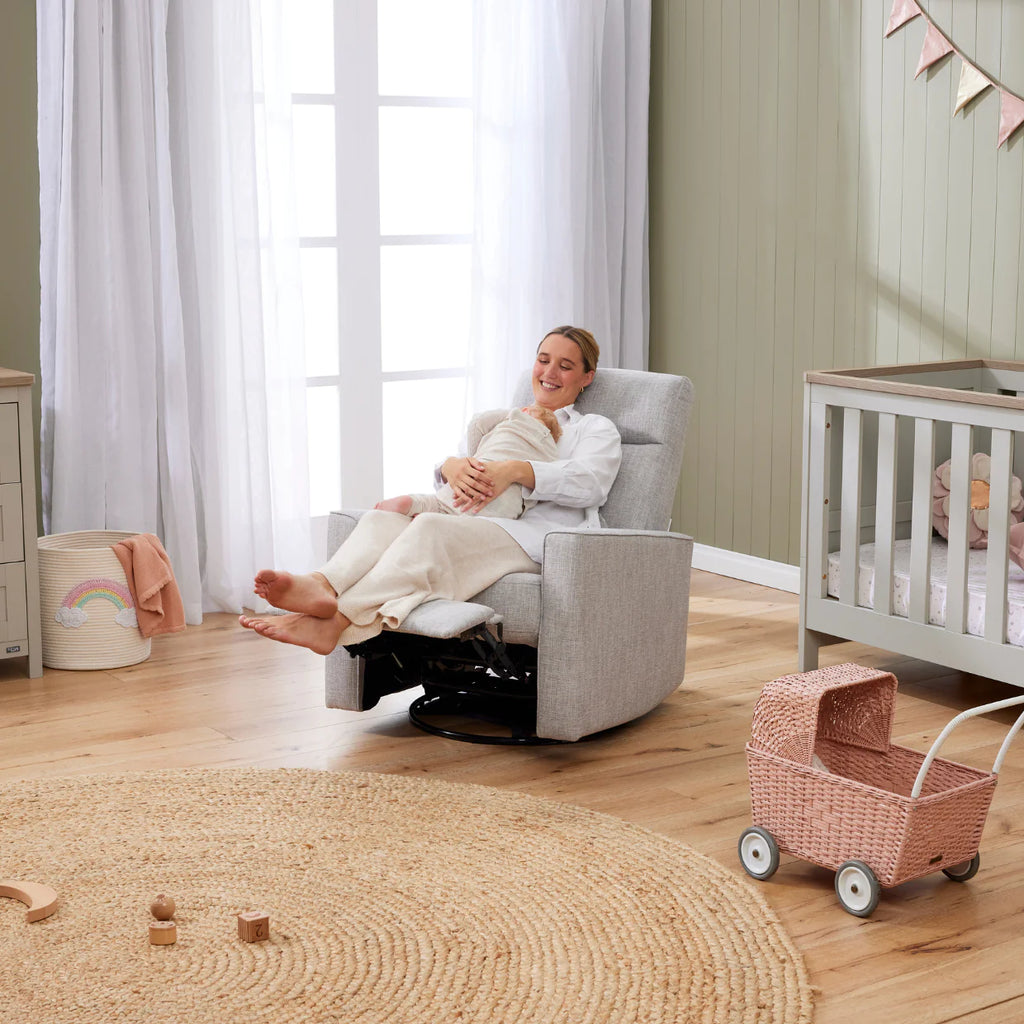 iL Tutto - Paige Recliner Glider Nursery Chair in Pure Grey - Lifestyle - The Baby Service