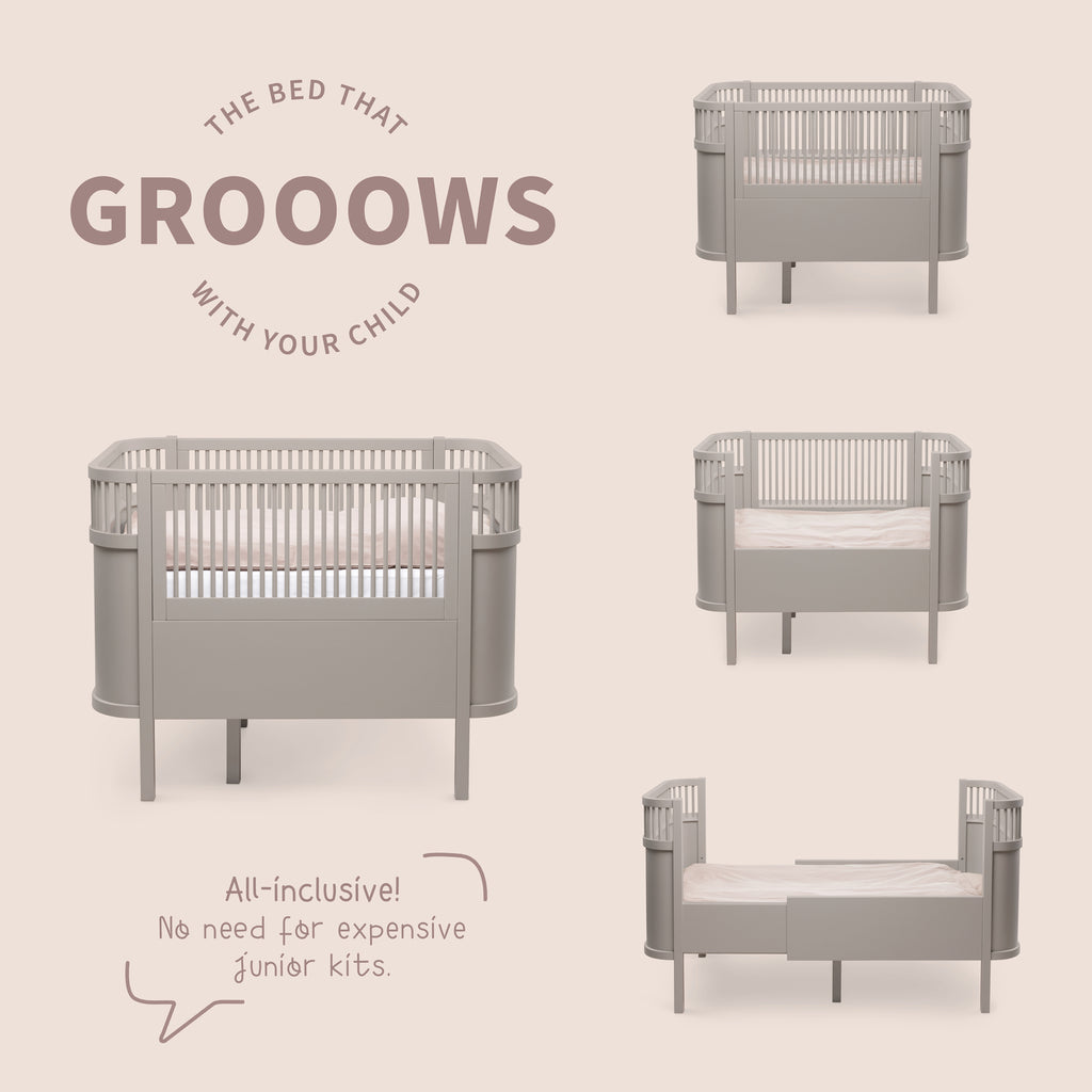 Sebra Cot Bed Baby & Junior - Jetty Beige - Stages of Cot