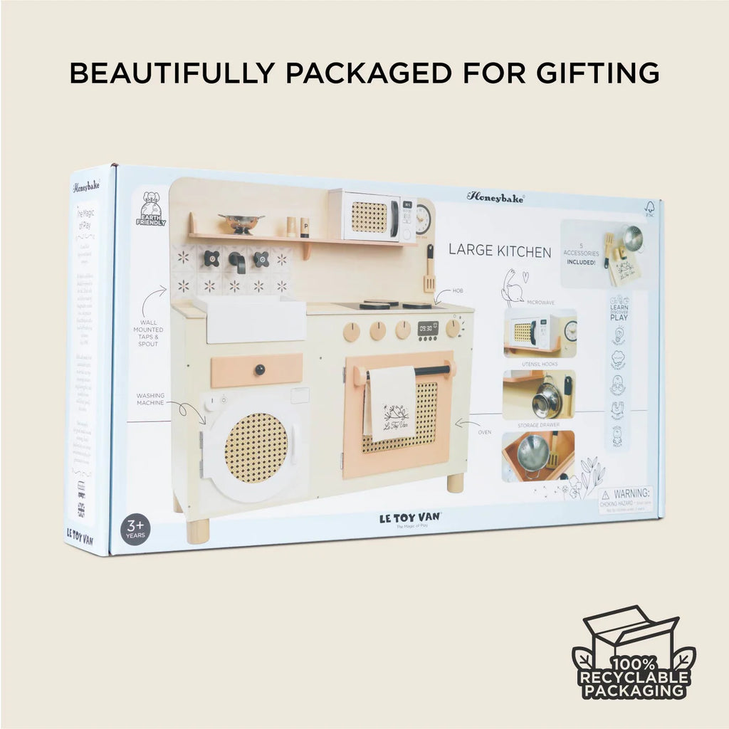 Le Toy Van - Rattan Family Wooden Play Kitchen - Packaged