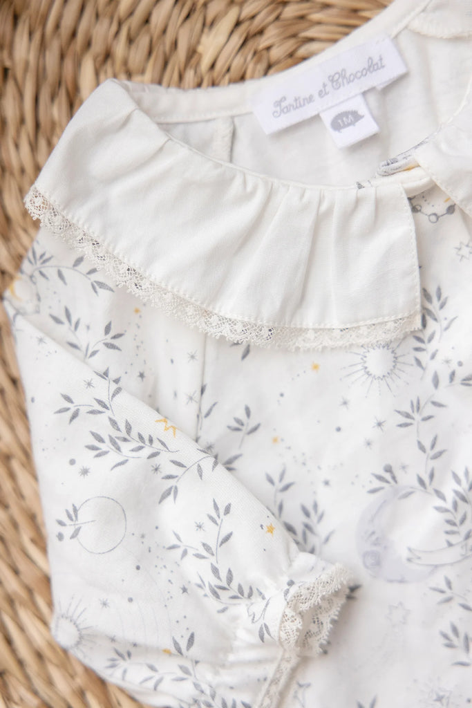 Tartine Et Chocolat Babygrow - Starry Dream Print - Ruffle Collar