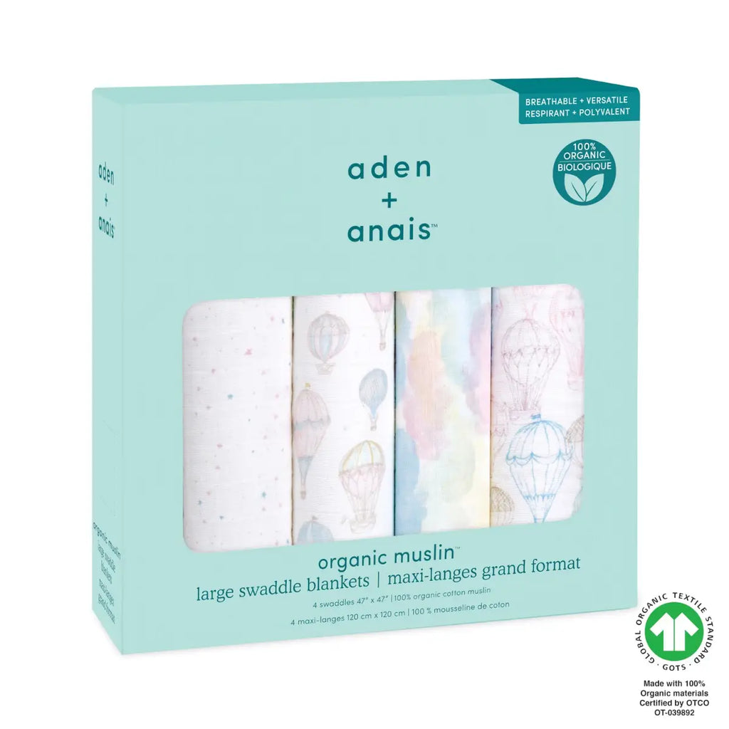Aden + Anais - Above The Clouds Organic Swaddles 4 Pack - Boxed - The Baby Service