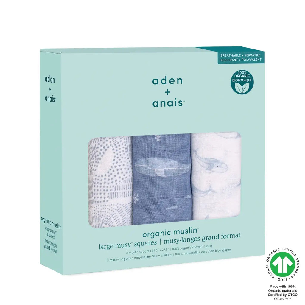 Aden + Anais Oceanic Musy Muslin Squares 3 Pack - Boxed Gifts - The Baby Service
