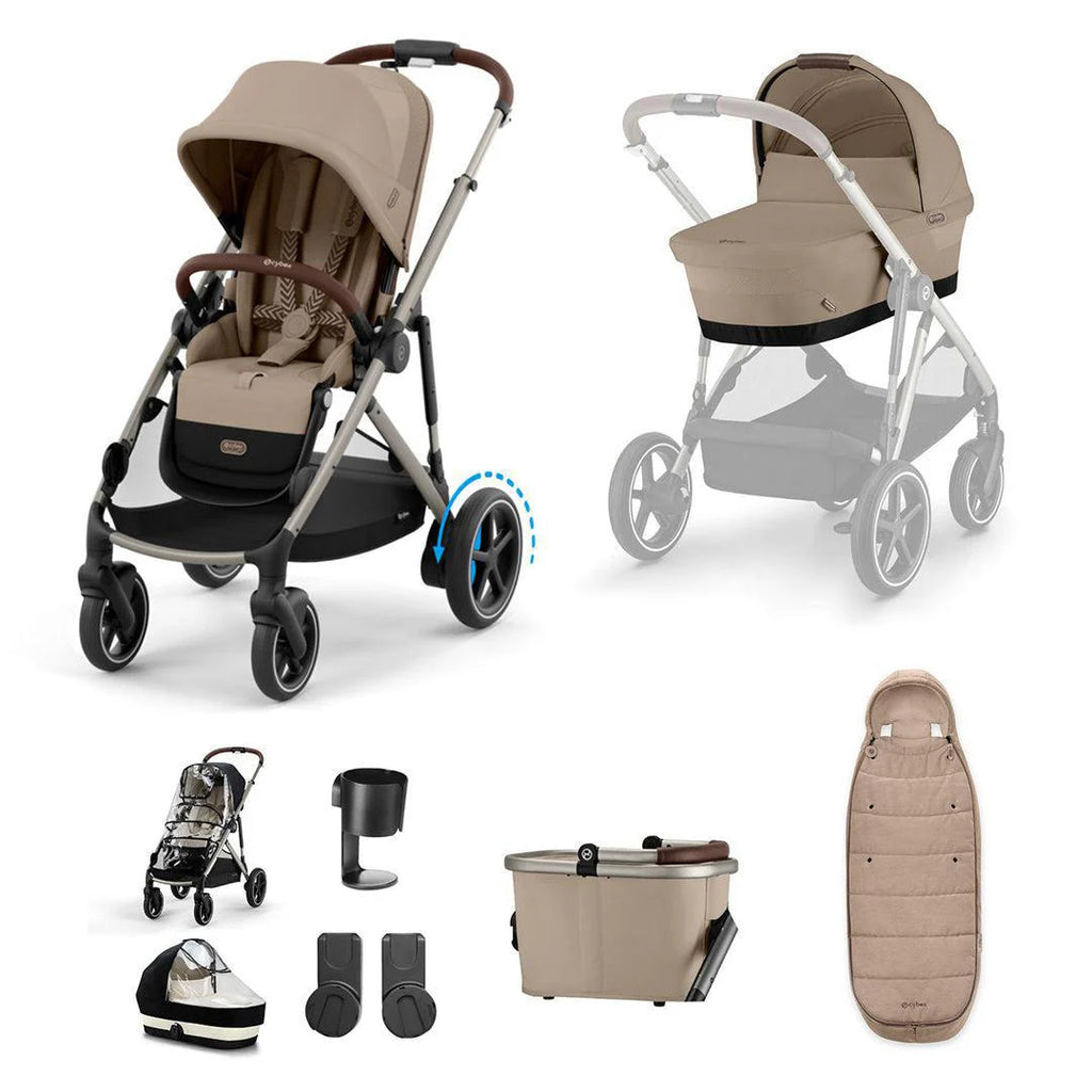 CYBEX e-Gazelle S Essential Pushchair Bundle - The Baby Service - Almond Beige