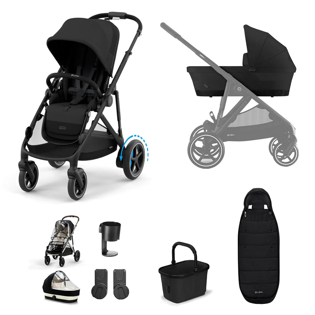 CYBEX e-Gazelle S Essential Pushchair Bundle - The Baby Service - Moon Black