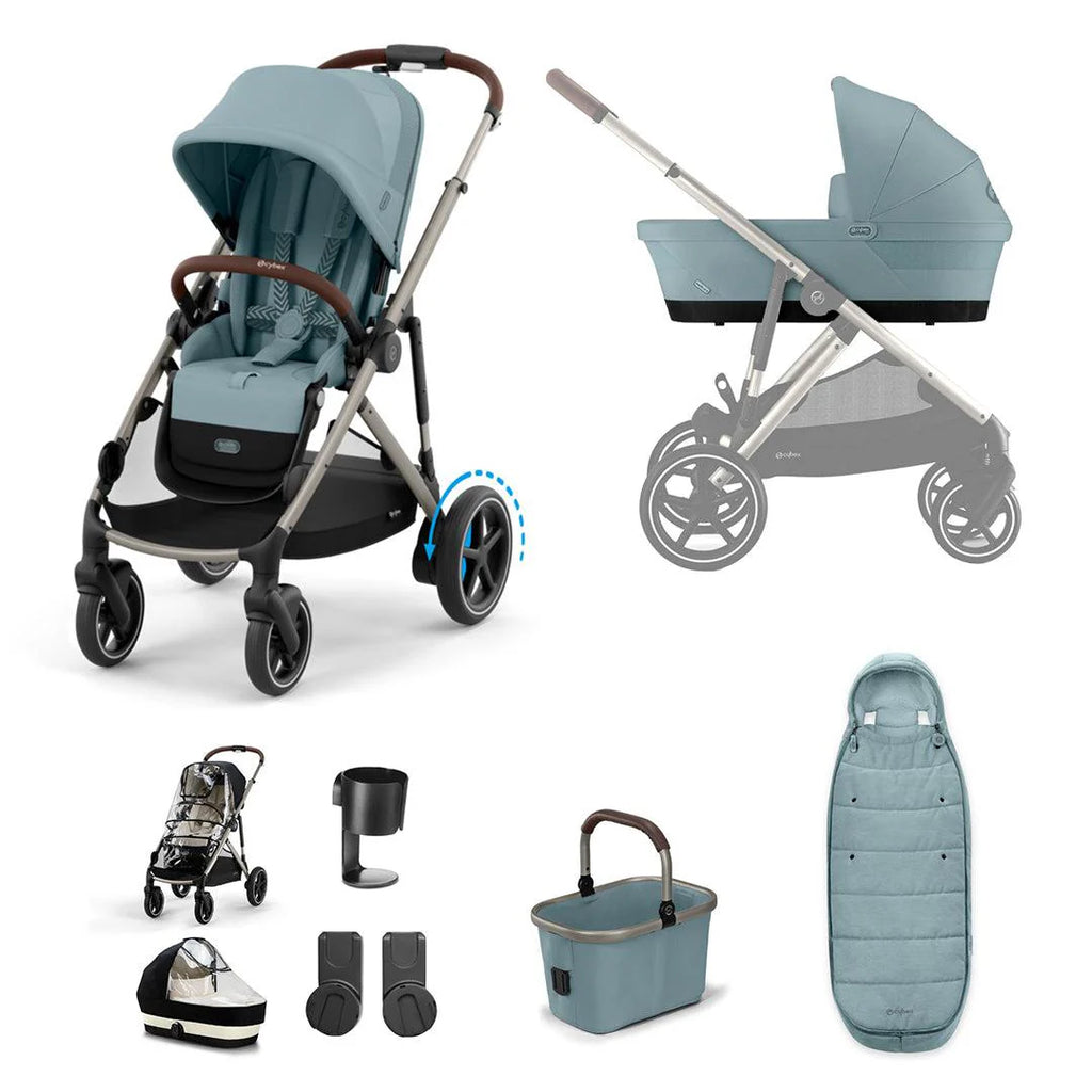 CYBEX e-Gazelle S Essential Pushchair Bundle - The Baby Service - Stormy Blue